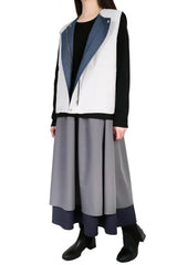 條子雙面背心外套 (日本布料) - 牛仔色 - Chic Collection
