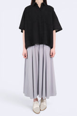 透格紋質感袋口恤衫 - 黑色 - Chic Collection