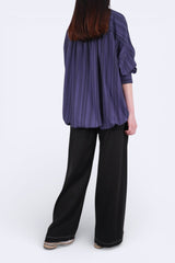 直條下擺束帶棉質裇 - Chic Collection