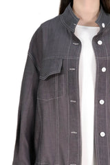 明線薄身外套 (日本布料) - 深灰色 - Chic Collection