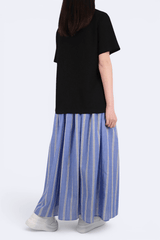 威化格斜領棉質上衣 - 黑色 - Chic Collection