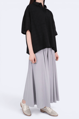透格紋質感袋口恤衫 - 黑色 - Chic Collection
