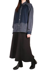 層次波浪接拼恤衫 (日本布料) - 藍色 - Chic Collection