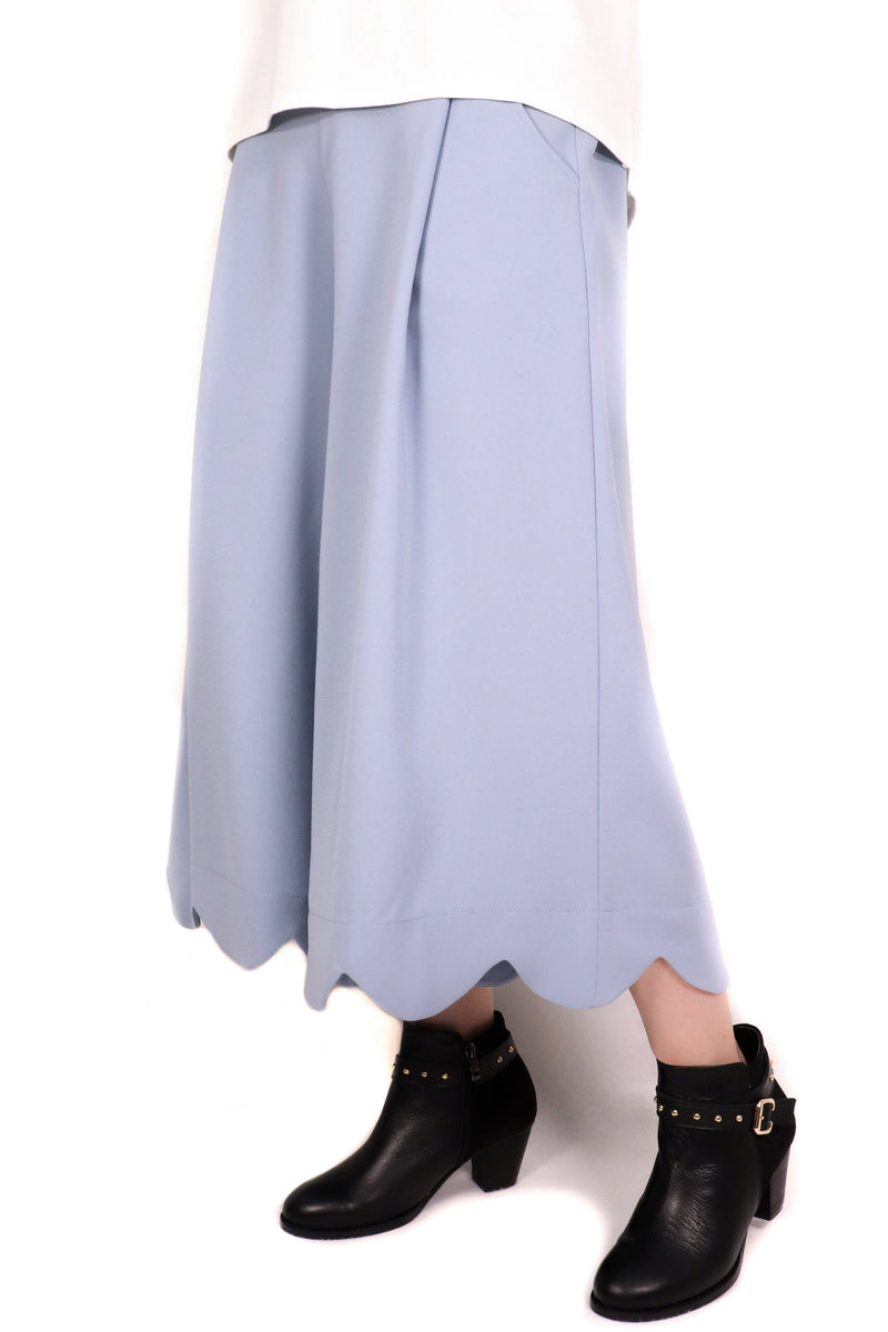 波浪腳設計A Cut雪紡闊褲 (日本布料) - 淺藍色 - Chic Collection