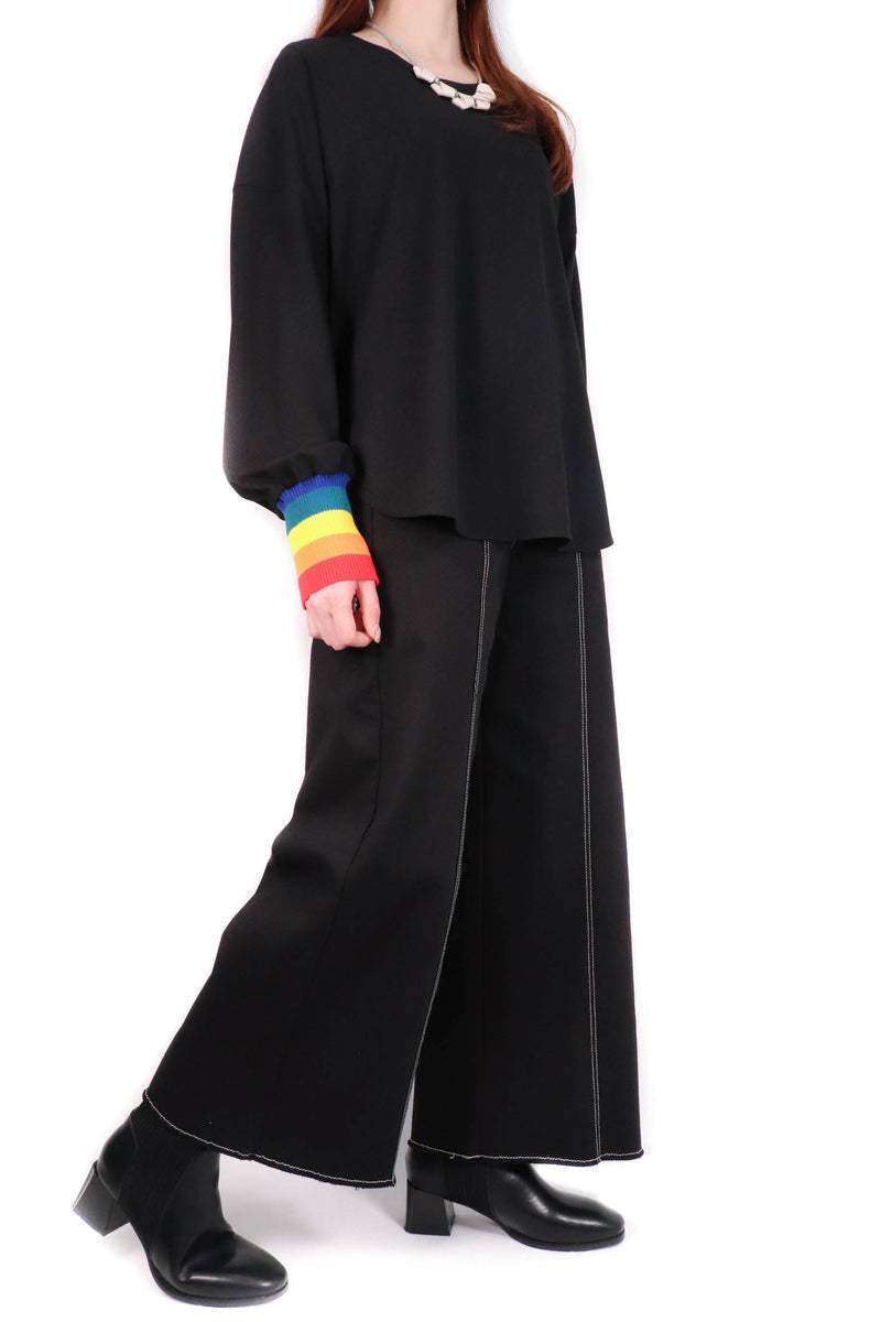 彩虹袖造型設計上衣 (日本布料) - 黑色 - Chic Collection