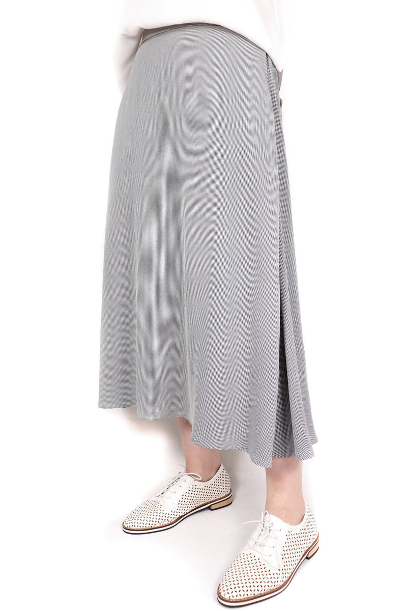 細千鳥格紋半截裙(日本布料) - 黑色 - Chic Collection