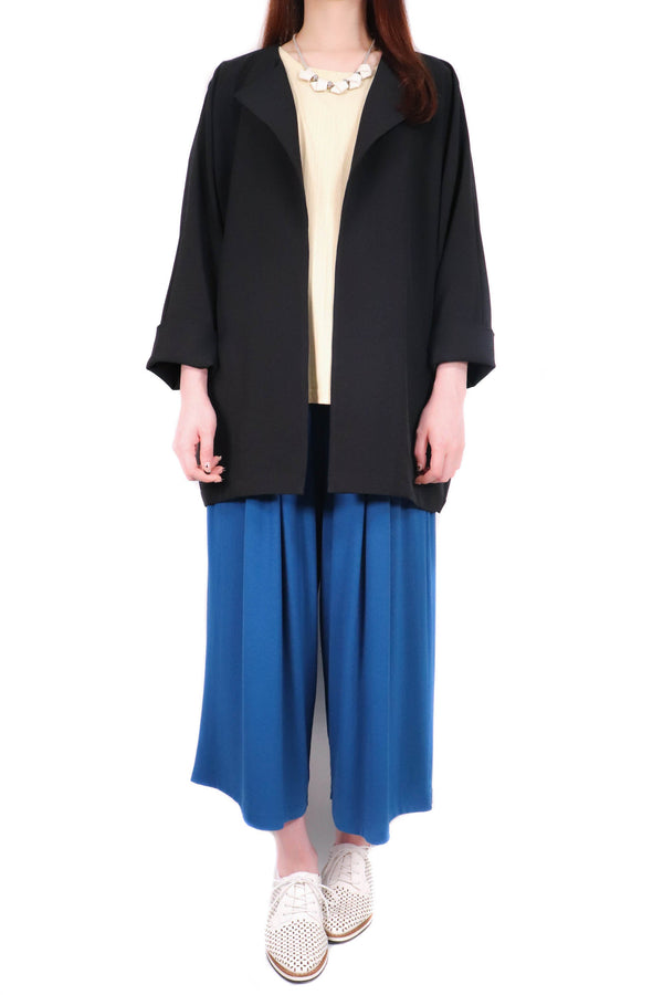 簡約造型長袖外套 (日本布料) - 黑色 - Chic Collection