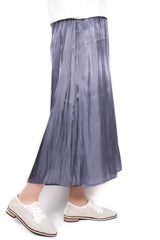 光面質感絲絹闊褲 - 紫藍色 - Chic Collection