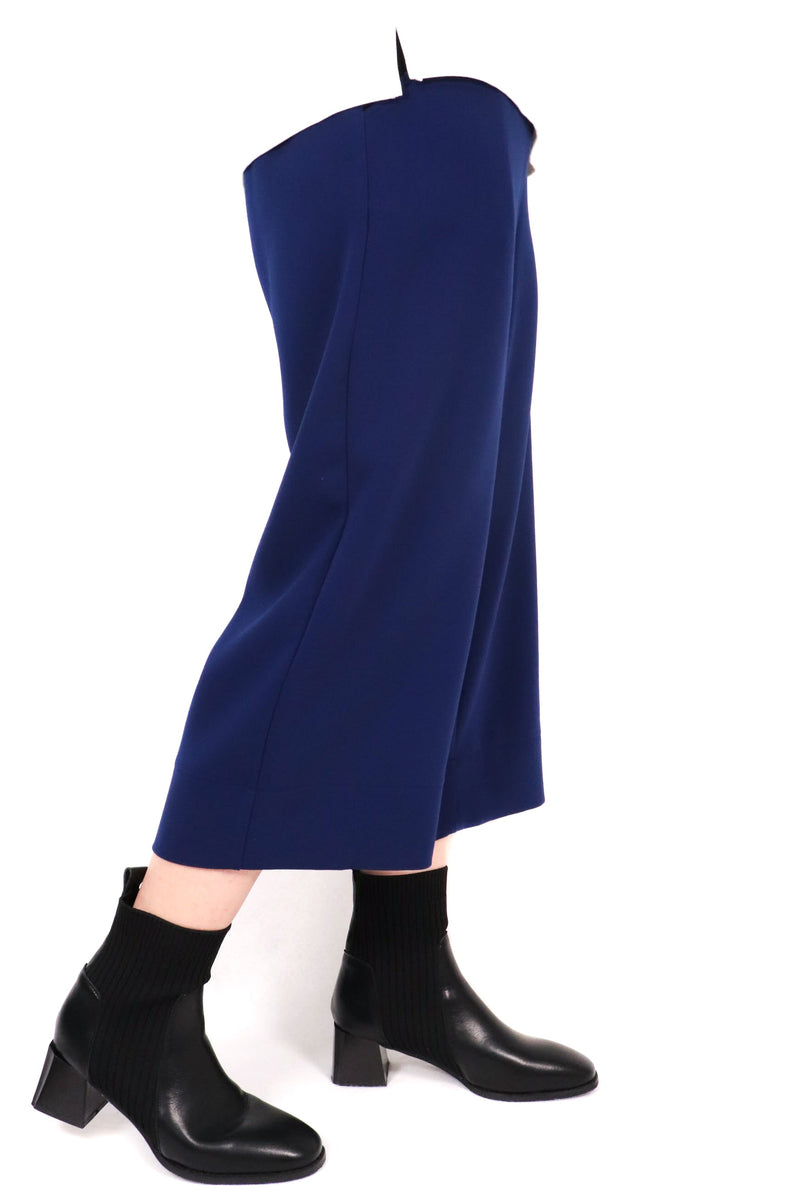 彈性直腳短版闊褲 (日本布料) - 藍色 - Chic Collection