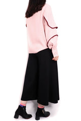 層次圍邊袖雪紡上衣 - 粉紅色 - Chic Collection