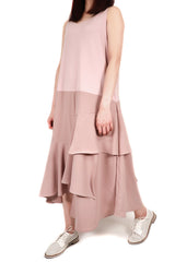 層次造型背心裙 - 暗粉色 - Chic Collection