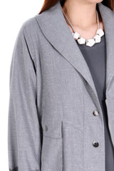 白點綴造型大領外套 (日本布料) - 灰色 - Chic Collection