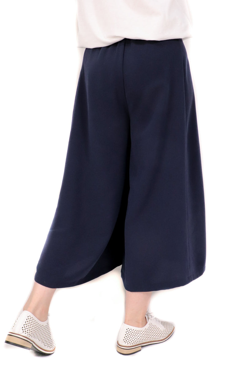 滾邊撞色設計裙褲 - 深藍色 (日本布料) - Chic Collection