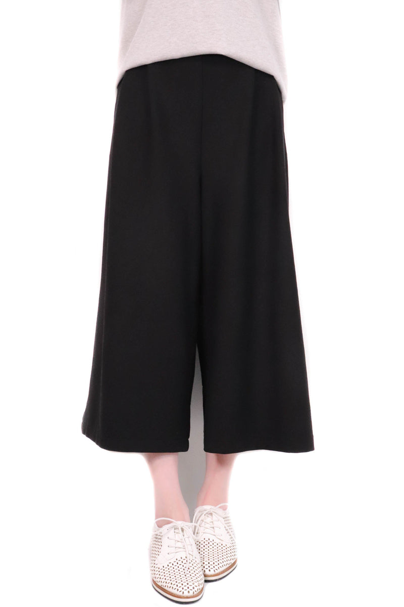 打摺設計棉質裙褲 (日本布料) - 黑色 - Chic Collection