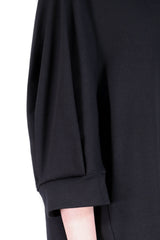 立領燈籠袖棉質上衣 (日本布料) - 黑色 - Chic Collection