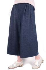 打摺設計棉質裙褲 (日本布料) - 牛仔色 - Chic Collection