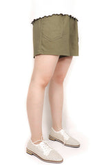 簡約袋口綿質短褲(日本布料) - 綠色 - Chic Collection