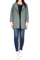 簡約造型長袖外套 (日本布料) - 綠色 - Chic Collection