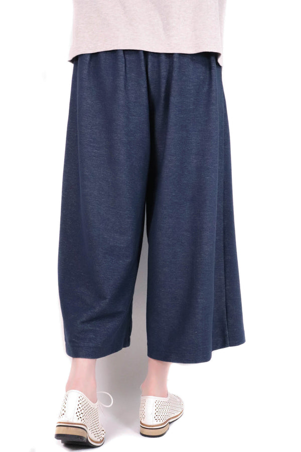 打摺設計棉質裙褲 (日本布料) - 牛仔色 - Chic Collection