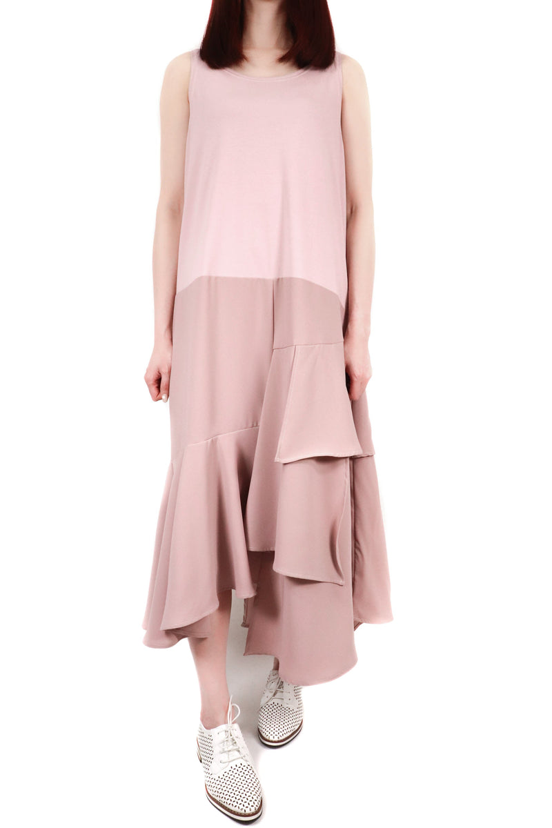 層次造型背心裙 - 暗粉色 - Chic Collection