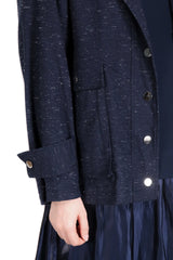 白點綴造型大領外套 (日本布料) - 深藍色 - Chic Collection