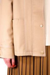 明線造型設計外套 (日本布料) - 杏啡色 - Chic Collection