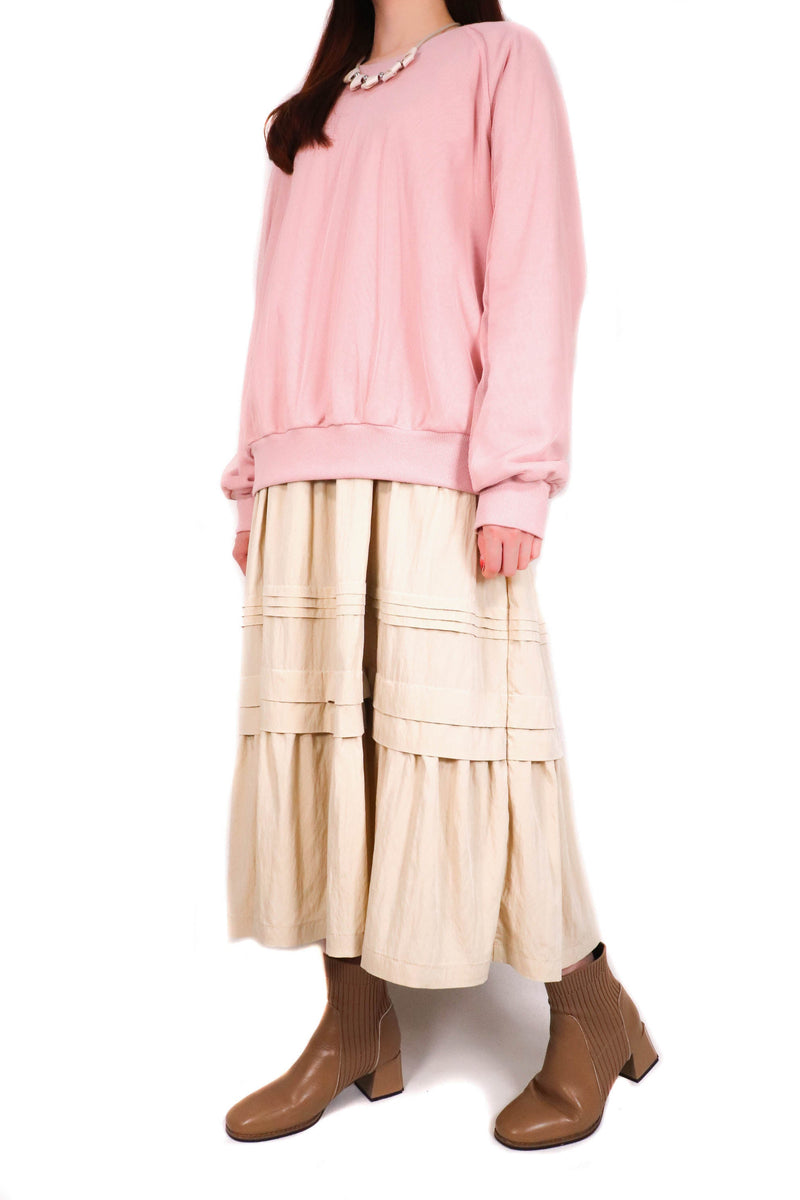 網紗層次感棉質上衣 - 粉紅色 - Chic Collection