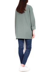 簡約造型長袖外套 (日本布料) - 綠色 - Chic Collection