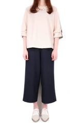 前後兩著扭結袖上衣 (日本布料) - 米拼綠色 - Chic Collection