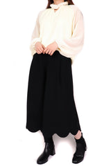 縷空雪紡立領混紡上衣 (日本布料) - 米色 - Chic Collection