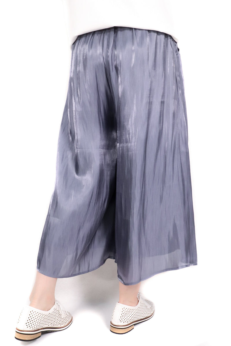 光面質感絲絹闊褲 - 紫藍色 - Chic Collection