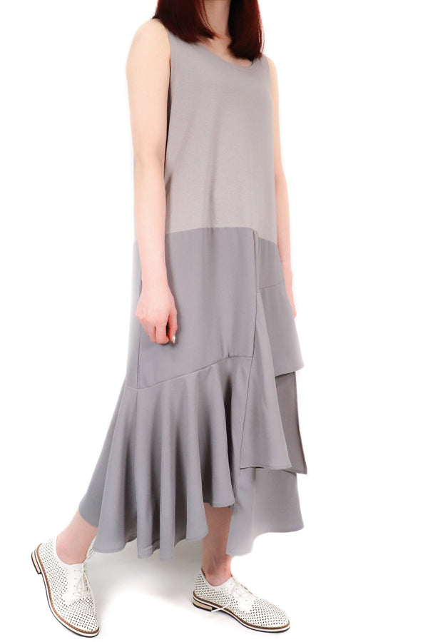 層次造型背心裙 - 灰色 - Chic Collection
