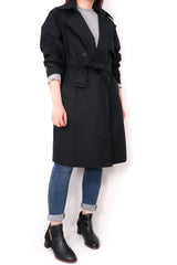 日本跣水布料Trench Coat - 黑色 - Chic Collection
